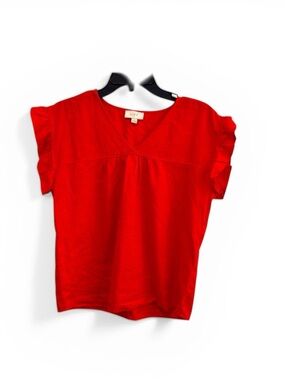 LOFT Red Flutter Sleeve Ruffled Blouse. Sz XS